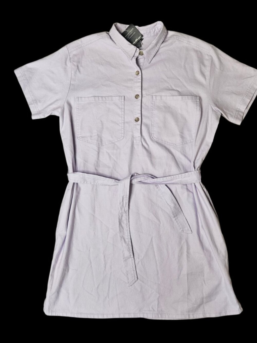 NWT EDDIE BAUER EB Hemplify Utility SS Dress Women's L Lavender Mist Hemp Blend - Picture 2 of 10